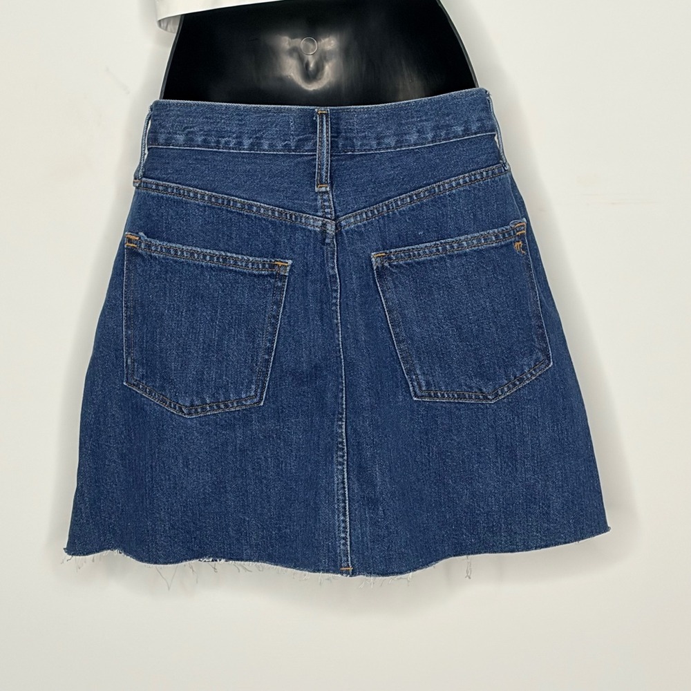 Madewell Rigid Denim A-Line Skirt Women 26 Blue Cotton Raw Hem NWT M2227 - Picture 2 of 12